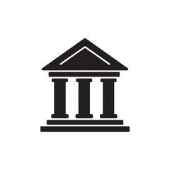 Bank Building Solid Flat Vector Icon on White Background
