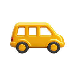 Yellow glossy bus, a vibrant transportation icon for school, travel on transparent background