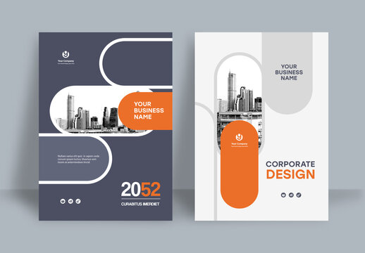 Business Report Cover Template &ndash;  Orange and Black Geometric Layout (A4)	
