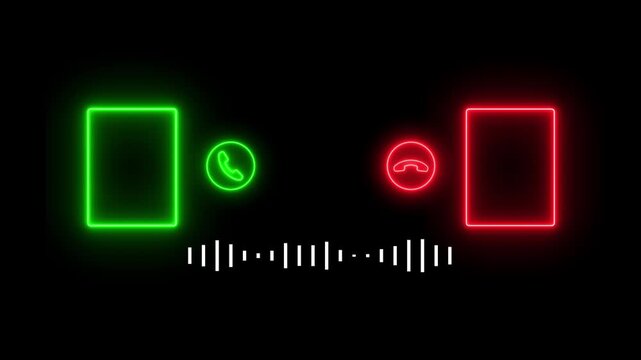 Animated call icon with a mobile phone screen concept animation on Cyan background. animated Accept and Decline Option.