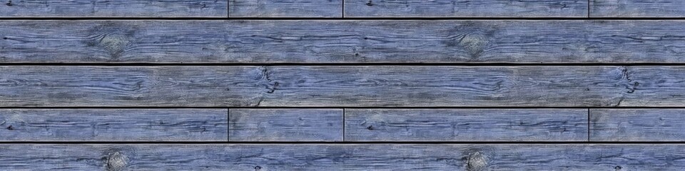 Fototapeta premium Horizontal blue-grey wood planks, showing texture and grain, weathered appearance