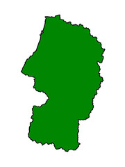 山形県の地図（縁取りグリーン）