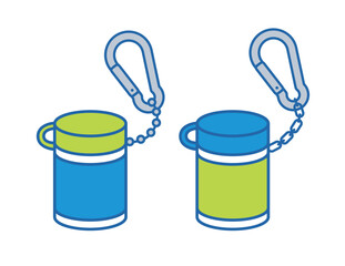 Minimalist Travel Container Icon with Carabiner Clip