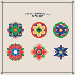 Korean Traditional Floral Motif Collection. 
Colorful design. Oriental decoration. patterns.