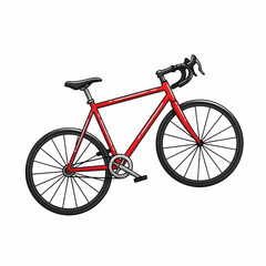 Obraz premium Red road bike with lightweight frame and aerodynamic design isolated on white background