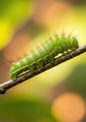 Fototapeta premium Imperial Moth Caterpillar Walking on Branch