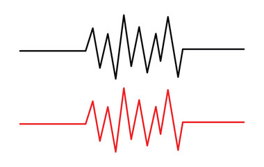 Red heartbeat line collection with heart symbol, cardiology, medical pulse, ECG, EKG design, healthcare clipart vector illustration, health monitoring, digital heartbeat. Stock-Vector in eps 10.