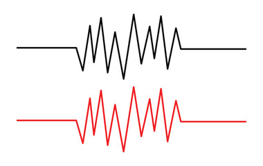 Red heartbeat line collection with heart symbol, cardiology, medical pulse, ECG, EKG design, healthcare clipart vector illustration, health monitoring, digital heartbeat. Stock-Vector in eps 10.