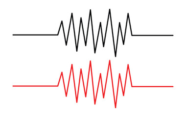 Red heartbeat line collection with heart symbol, cardiology, medical pulse, ECG, EKG design, healthcare clipart vector illustration, health monitoring, digital heartbeat. Stock-Vector in eps 10.