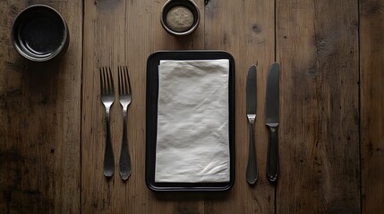 Elegant Dining Table Setting with Cutlery and Cloth Napkin