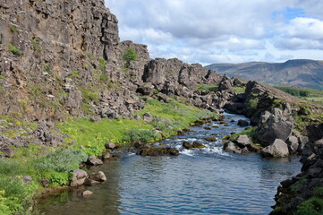 Scenic view of the river in Golden Circle Route, Iceland