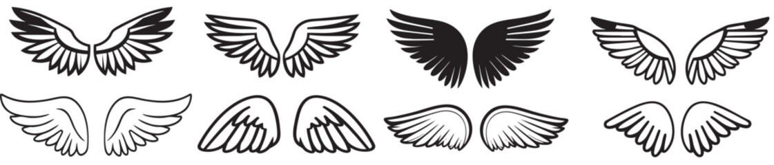 Elegant Wing Illustrations, Graphic Design, Digital Art, Abstract Background, Creative Concept