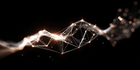 Glowing network connection with nodes on a dark background, technology