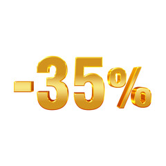 -35% – Shiny 35% Off Golden 3D Label