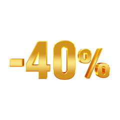 -40% – Golden 3D 40 Percent Sale Sign