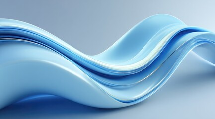 Abstract light blue wave, flowing, smooth curves on pale background