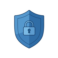 A blue shield icon with a locked padlock in the center, symbolizing security and protection.