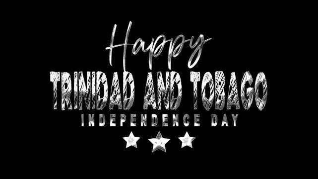 Happy trinidad and tobago independence day text animation in silver. Suitable for social media posts, greeting cards, and festive celebrations.