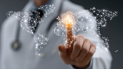 Doctor touches global network map