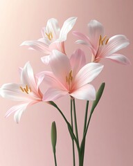 Fototapeta premium a close up of a bouquet of flowers against a soft gradient background,3d soft pop.