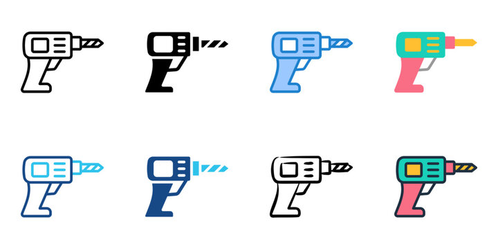 Drill icon set multiple style collection 
 - Powered by Adobe