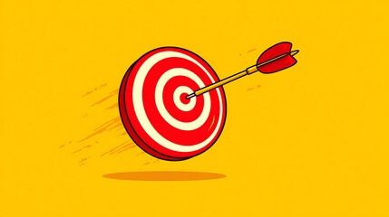 Dart Hitting Target – Flat Vector Illustration