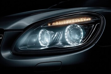 Close-up car headlight, modern design