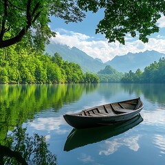 Lonely Wooden Boat High Resolution Picture