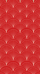Elegant art deco fan pattern red and gold geometric repeating motifs for luxurious home decor and fashion design inspiration