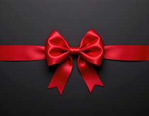 Elegant Red Bow with Flowing Ribbons Dark Background