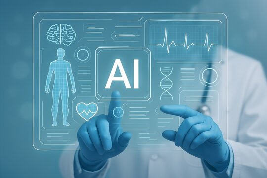 Artificial intelligence in healthcare concept doctor using ai technology interface screen