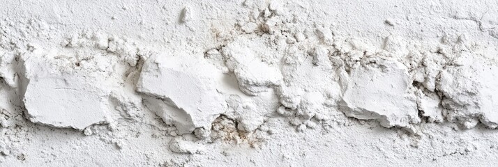 Close-up of a textured, off-white powder, showing irregular clumps and fine particles against a lighter background
