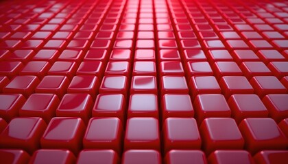 Naklejka premium Glossy Red Cubes with Abstract Patterns and Depth
