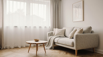 Minimalist Scandinavian Living Room with Soft Neutral Tones