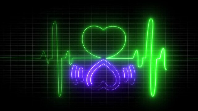 Digital audio wave and technology merge in a dynamic cardiogram chart, illustrating a pulse of data for business, science, and health