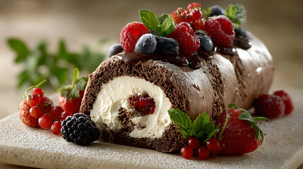 Layered Meringue Cake and Chocolate Dessert