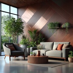 Modern living room with plants