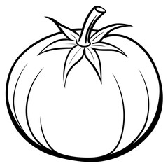 Tomato Stem Minimal Line Art 
