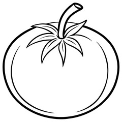 Tomato Stem Minimal Line Art 