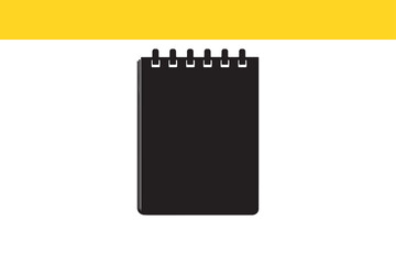 A simple black silhouette icon of a spiral-bound notepad, perfect for representing ideas, lists, and organization.