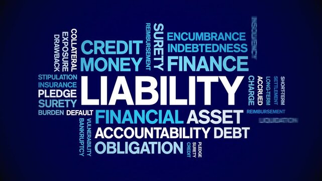 Liability animated word cloud-text design animation tag kinetic typography seamless loop.