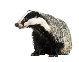 European Badger Isolated on White