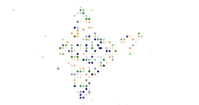 Colorful vector lines forming India map