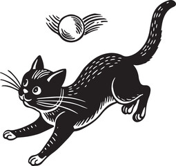 Black cat silhouette vector illustration for a cartoon feline design