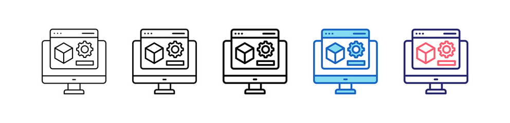 Cad Icon In 5 Different Styles Set Collection.   