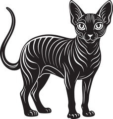 A cute black and white cartoon cat vector illustration isolated on a white background