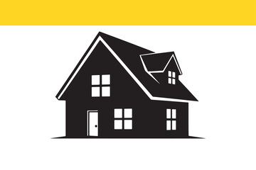 A simple black silhouette illustration of a residential house, perfect as an icon or logo for real estate, property, and construction.