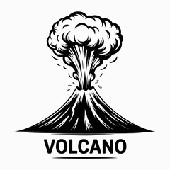 volcano, eruption, lava, mountain, icon, smoke, magma, outline, illustration, vector, drawing, blackwhite, simple, geology, nature, earth, explosion, ash, active, crater, hill, hazard, disaster, graph
