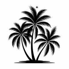 palm, tree, icon, silhouette, tropical, beach, nature, vector, island, summer, coconut, black, outline, graphic, illustration, vacation, exotic, travel, plant, paradise, jungle, foliage, design, clipa