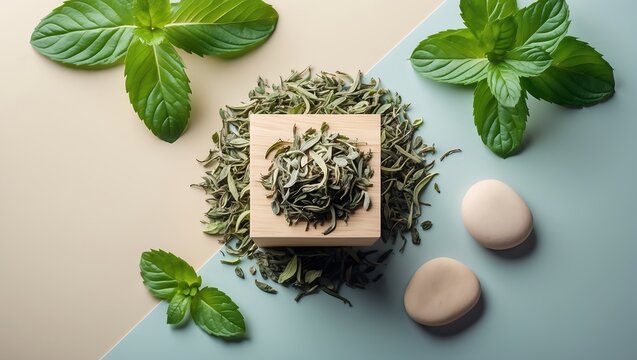 Natural organic soap bar infused with fresh mint leaves and pumpkin seeds for a refreshing and nourishing skincare experience